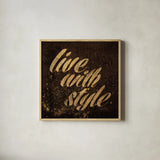 Shoe Fetish Quotes III Dark by Emily Adams. Shown in a natural wood glass frame for a timeless modern aesthetic. Available as an archival giclee rolled canvas, fine art paper, or poster print. SKU 17693a.