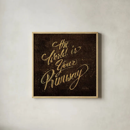 Shoe Fetish Quotes IV Dark by Emily Adams. Shown in a natural wood glass frame for a timeless modern aesthetic. Available as an archival giclee rolled canvas, fine art paper, or poster print. SKU 17694a.