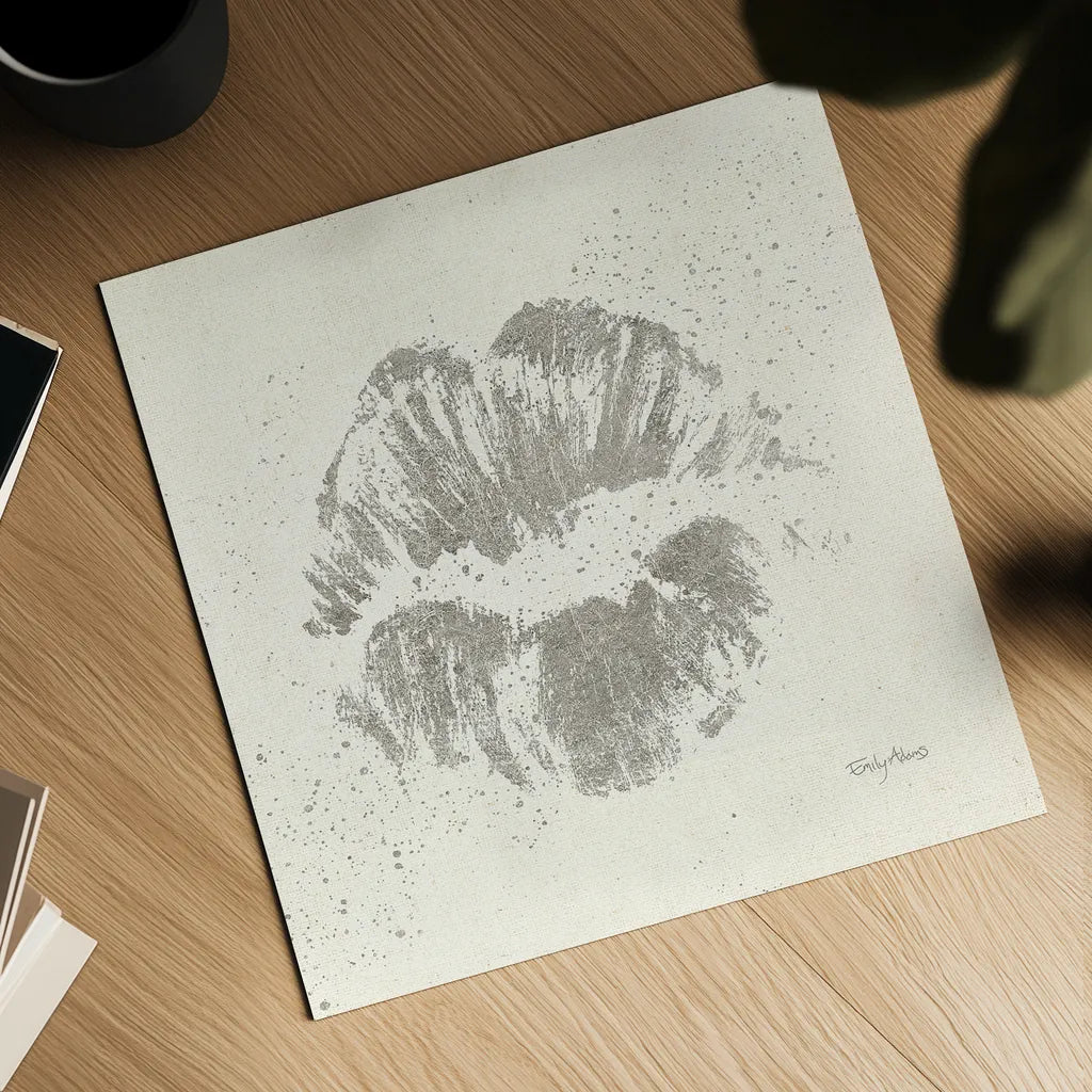 Shoe Fetish Quotes VIII Light Silver by Emily Adams. Shown as a detailed flat fine art print, highlighting archival giclee quality. Available as an archival giclee rolled canvas, fine art paper, or poster print. SKU 29356a.