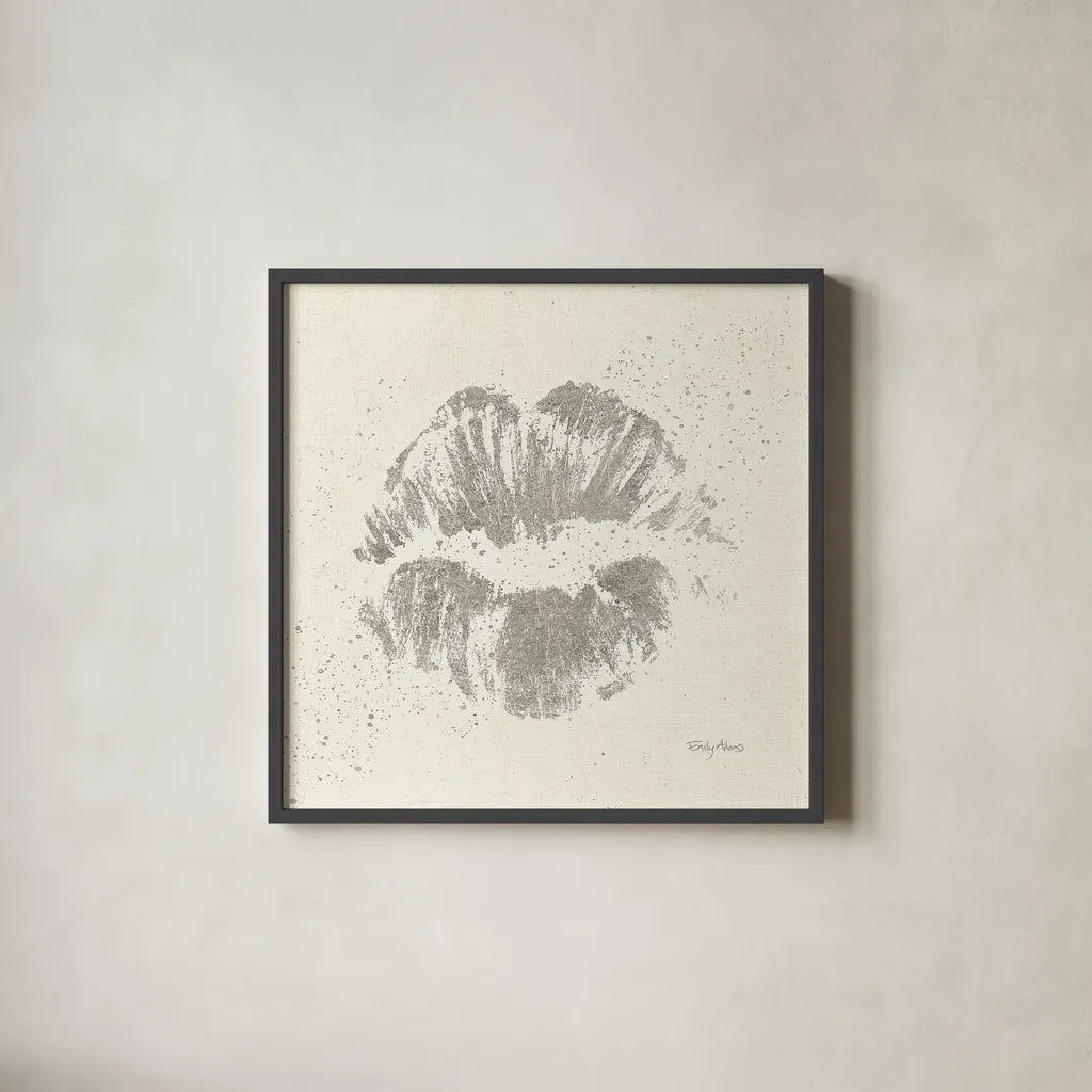 Shoe Fetish Quotes VIII Light Silver by Emily Adams. Shown in a sleek black glass frame for a contemporary gallery look. Available as an archival giclee rolled canvas, fine art paper, or poster print. SKU 29356a.