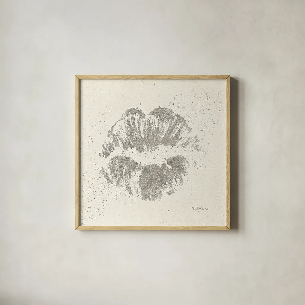 Shoe Fetish Quotes VIII Light Silver by Emily Adams. Shown in a natural wood glass frame for a timeless modern aesthetic. Available as an archival giclee rolled canvas, fine art paper, or poster print. SKU 29356a.