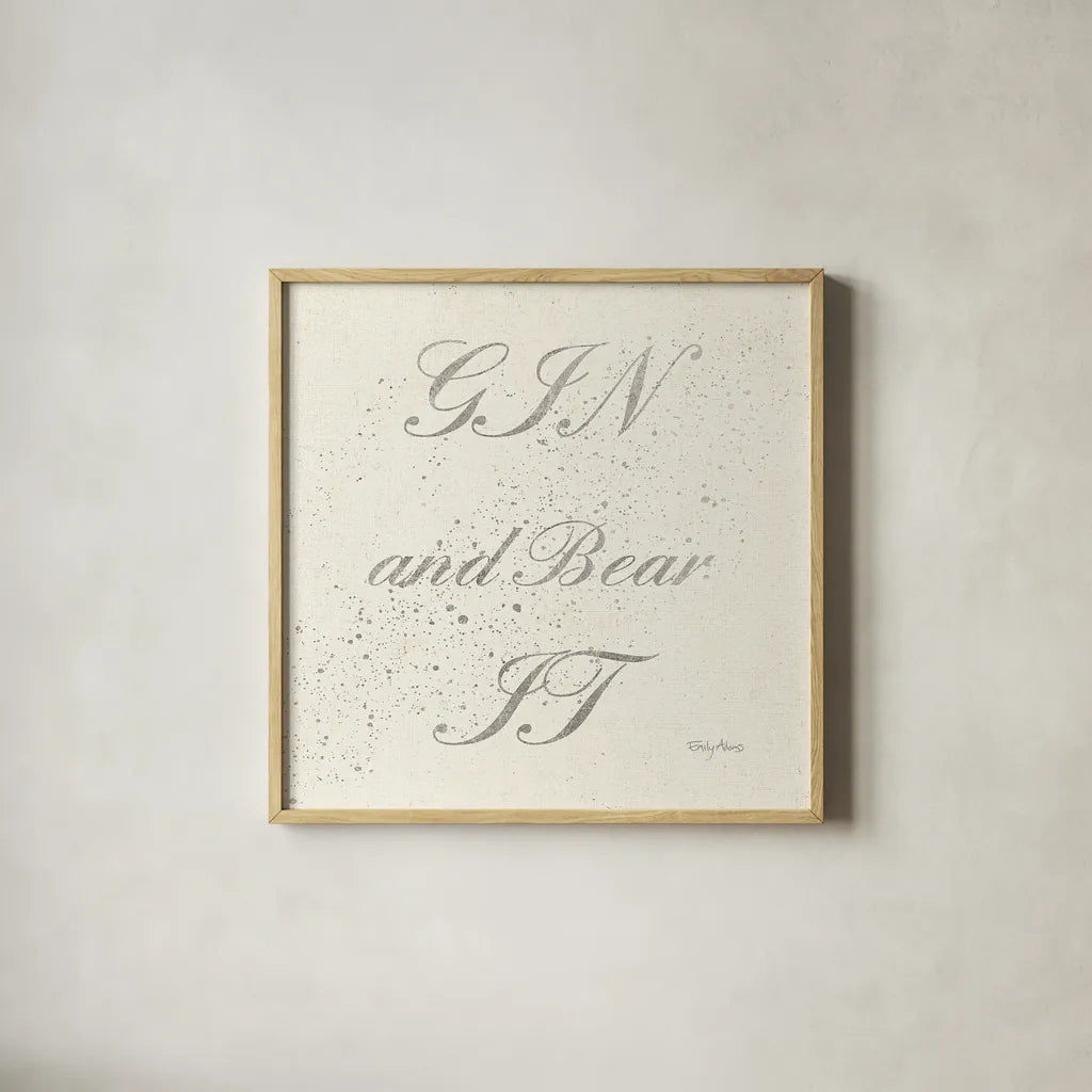 Shot Fetish Quotes IX Light Silver by Emily Adams. Shown in a natural wood glass frame for a timeless modern aesthetic. Available as an archival giclee rolled canvas, fine art paper, or poster print. SKU 29357a.