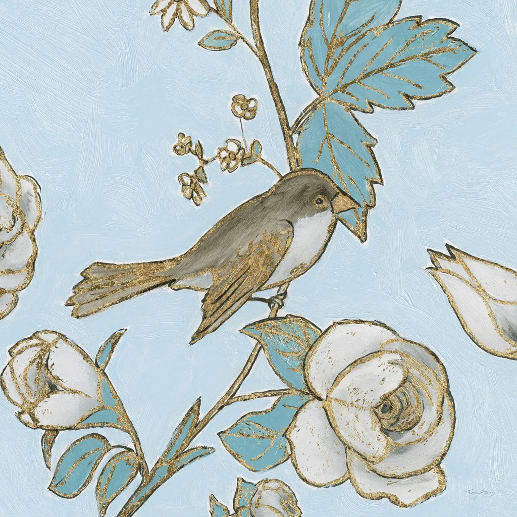 Toile Birds I by Emily Adams. SKU 55099a. Archival Giclee Fine art print for wall decor.