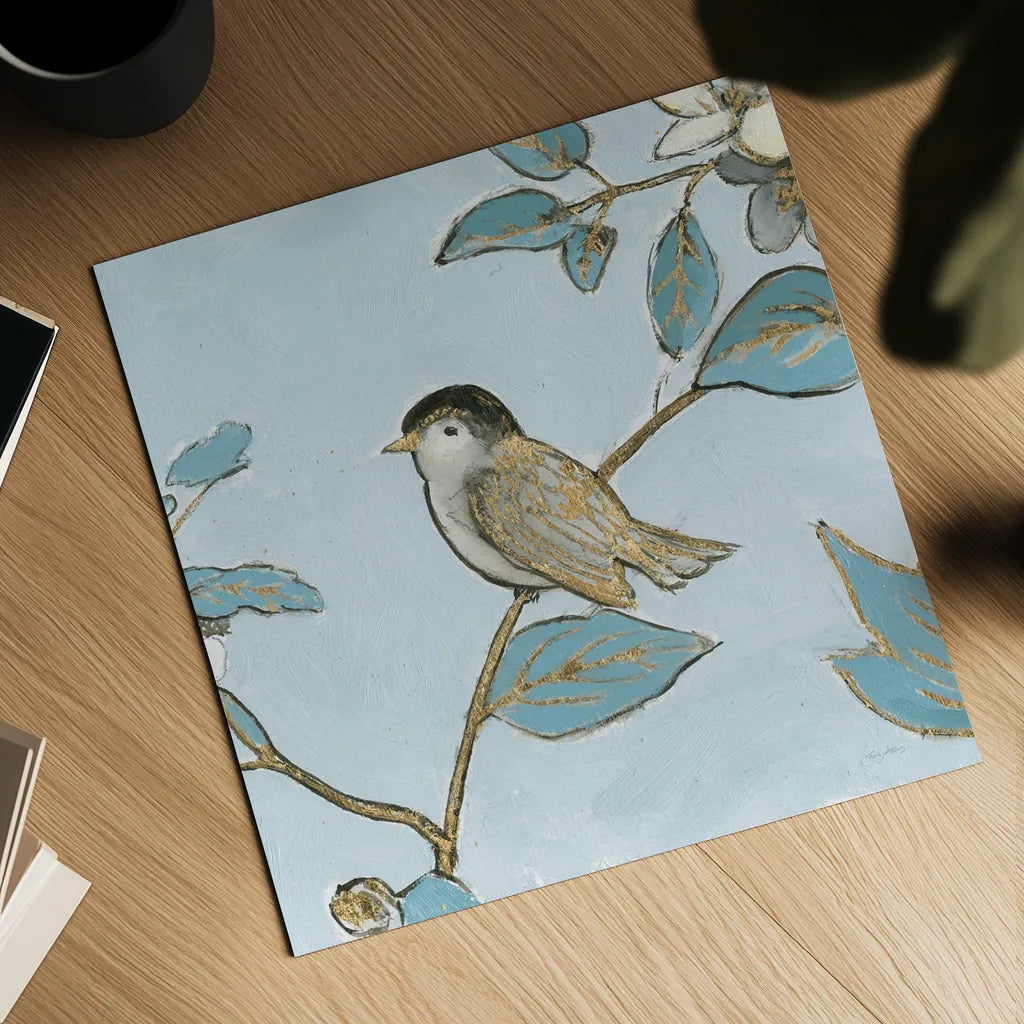 Toile Birds II by Emily Adams. Shown as a detailed flat fine art print, highlighting archival giclee quality. Available as an archival giclee rolled canvas, fine art paper, or poster print. SKU 55100a.