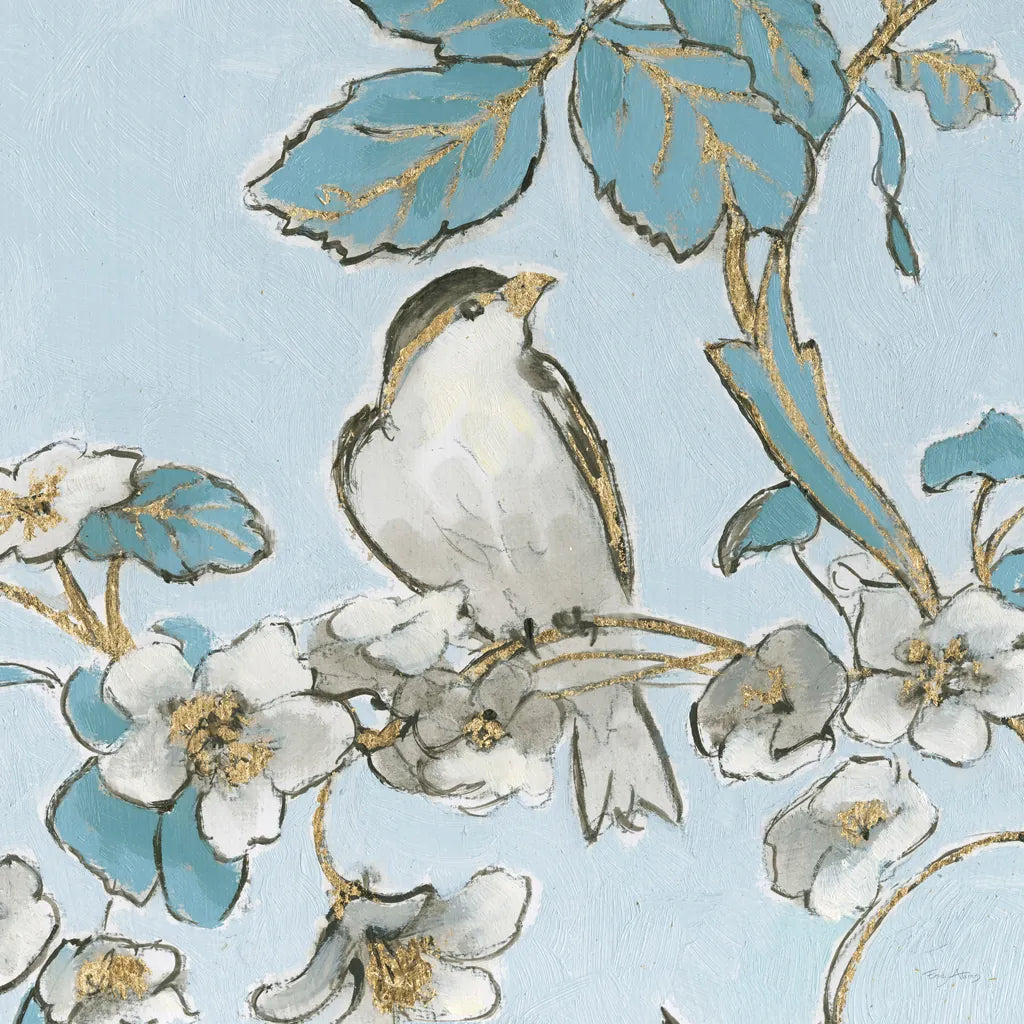 Toile Birds III by Emily Adams. SKU 55101a. Archival Giclee Fine art print for wall decor.