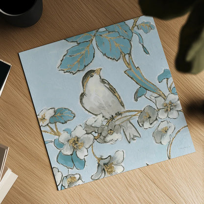Toile Birds III by Emily Adams. Shown as a detailed flat fine art print, highlighting archival giclee quality. Available as an archival giclee rolled canvas, fine art paper, or poster print. SKU 55101a.