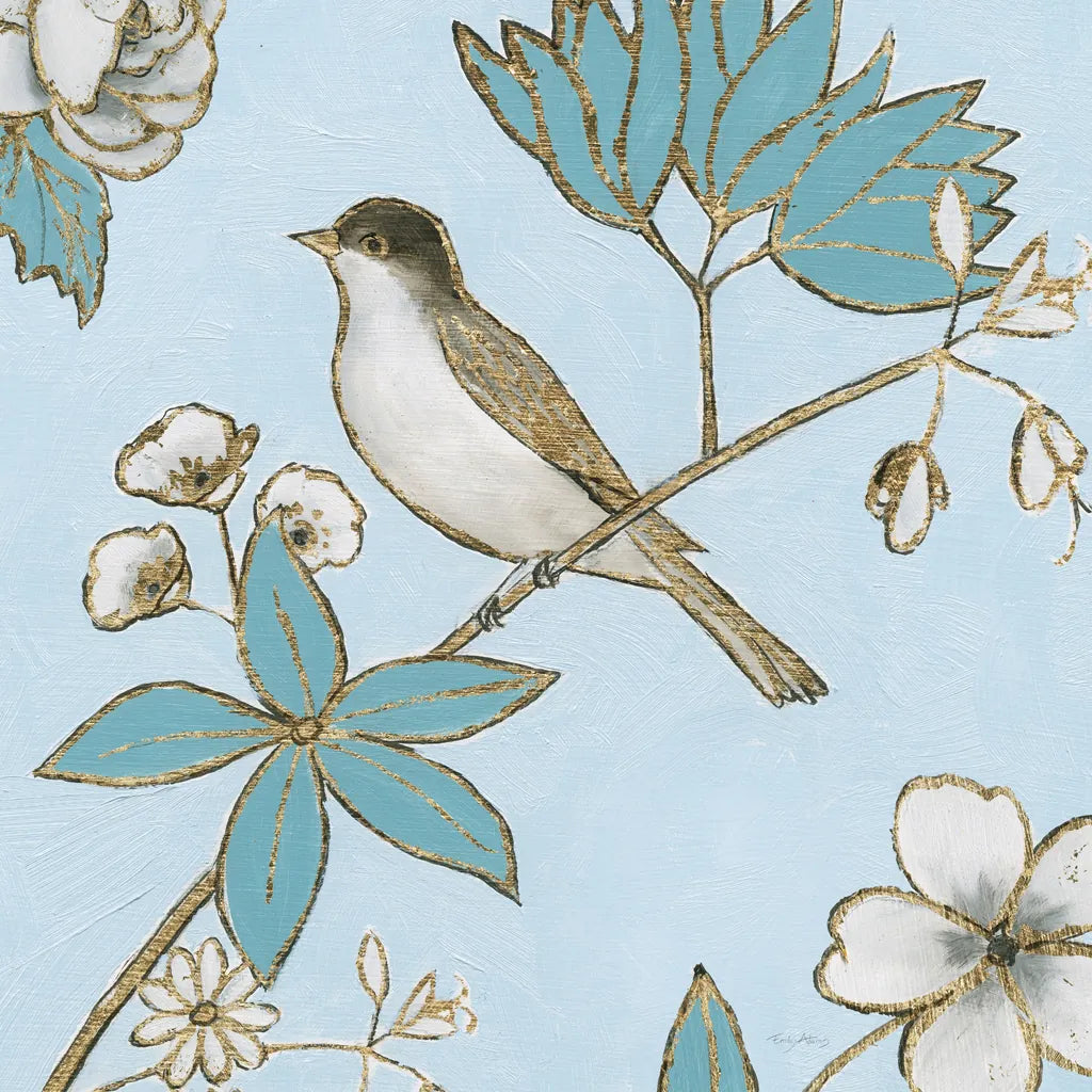 Toile Birds IV by Emily Adams. SKU 55102a. Archival Giclee Fine art print for wall decor.