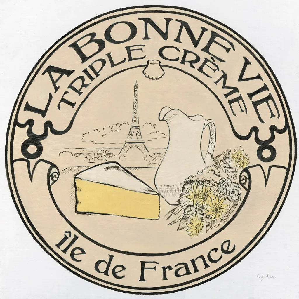 Vintage Cheese Label III by Emily Adams. SKU 35280a. Archival Giclee Fine art print for wall decor.