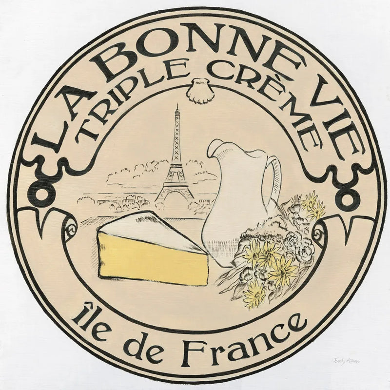 Vintage Cheese Label III by Emily Adams. SKU 35280a. Archival Giclee Fine art print for wall decor.