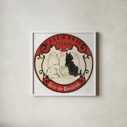 Vintage Cheese Label IV by Emily Adams. Shown in a crisp white glass frame for a clean and minimalist style. Available as an archival giclee rolled canvas, fine art paper, or poster print. SKU 35279a.