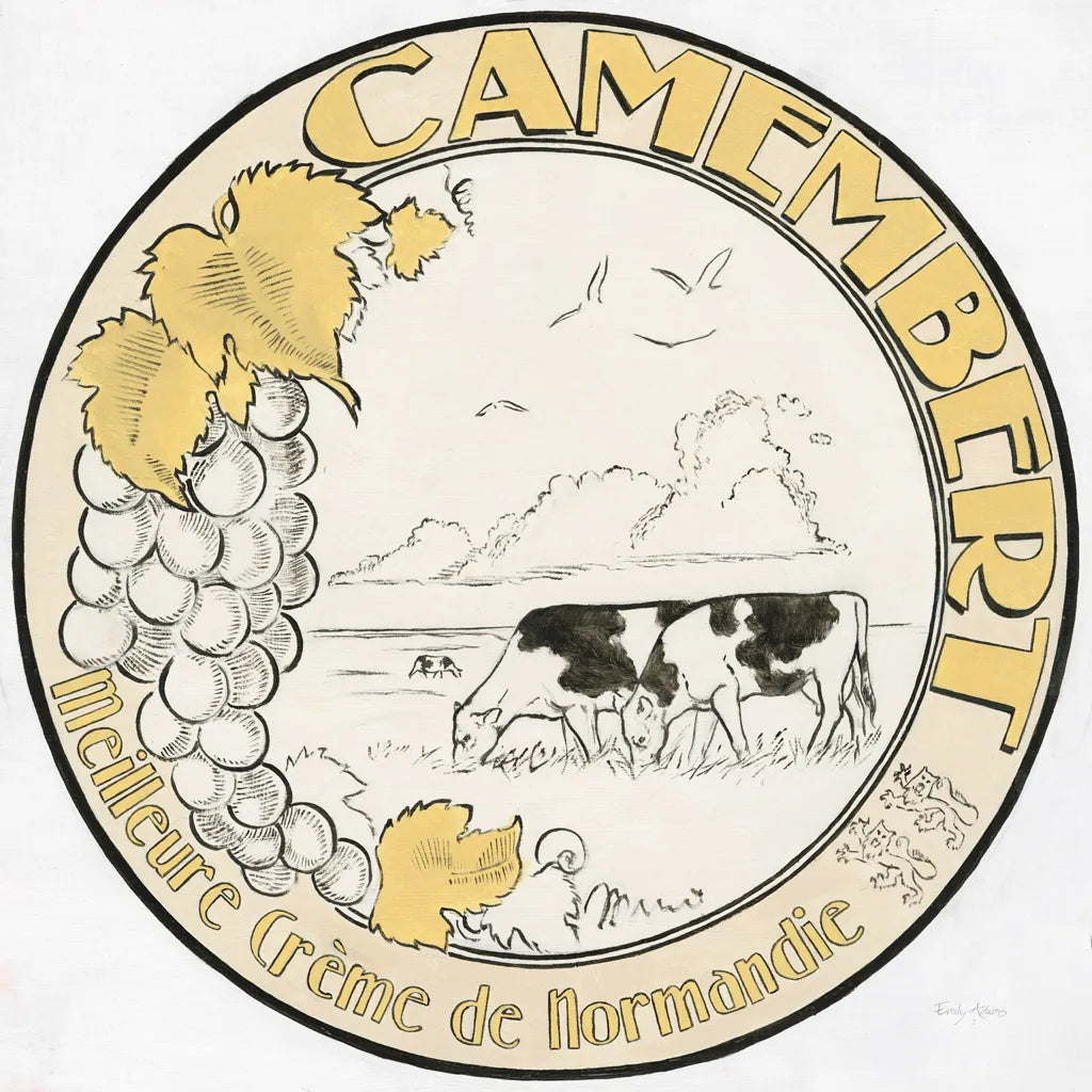 Vintage Cheese Label V by Emily Adams. SKU 35278a. Archival Giclee Fine art print for wall decor.