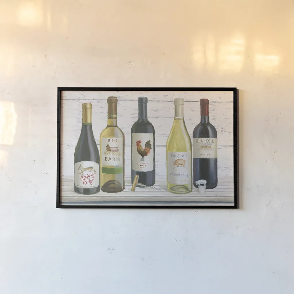 Vintners Recess I by Emily Adams. shown as a paper print in a black flame. Available as a archival giclee rolled canvas, fine art paper, or poster print. SKU 33672i.