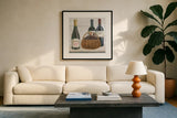 Vintners Recess II by Emily Adams. Displayed in a glass frame with matte in a clean modern living room. Available as an archival giclee rolled canvas, fine art paper, or poster print. SKU 33673a.