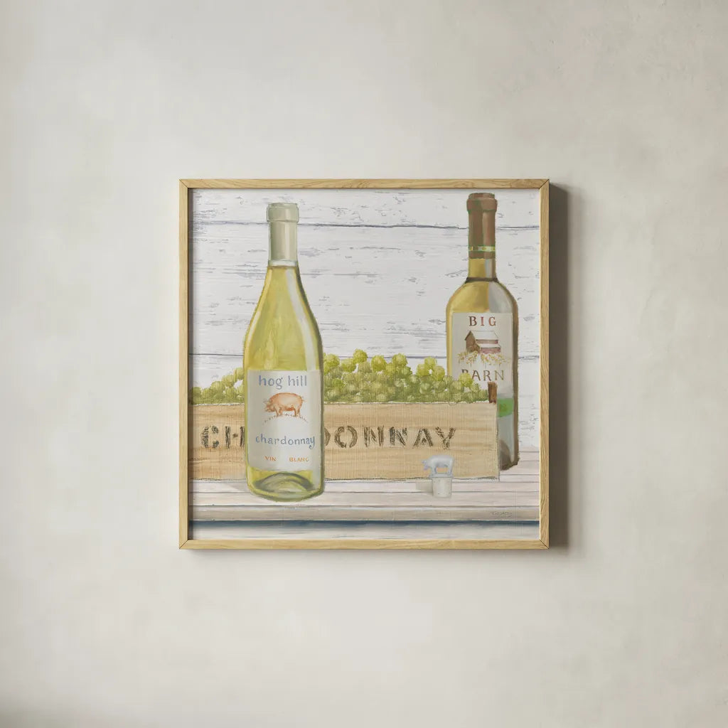 Vintners Recess III by Emily Adams. Shown in a natural wood glass frame for a timeless modern aesthetic. Available as an archival giclee rolled canvas, fine art paper, or poster print. SKU 33674a.