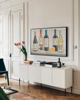 Vintners Recess IV by Emily Adams. shown as a framed stretched canvas in a living room above a console. Available as a archival giclee rolled canvas, fine art paper, or poster print. SKU 37544i.