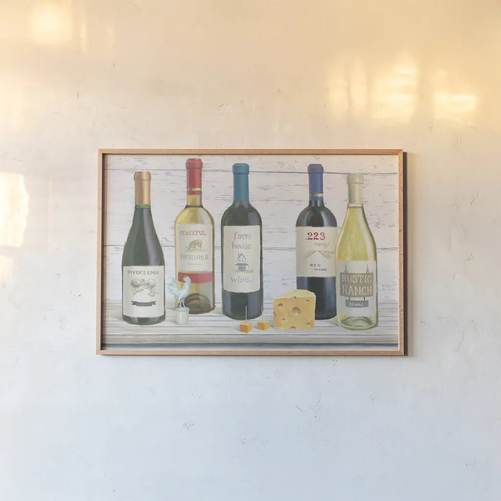 Vintners Recess IV by Emily Adams. shown as a paper print in a natural frame. Available as a archival giclee rolled canvas, fine art paper, or poster print. SKU 37544i.