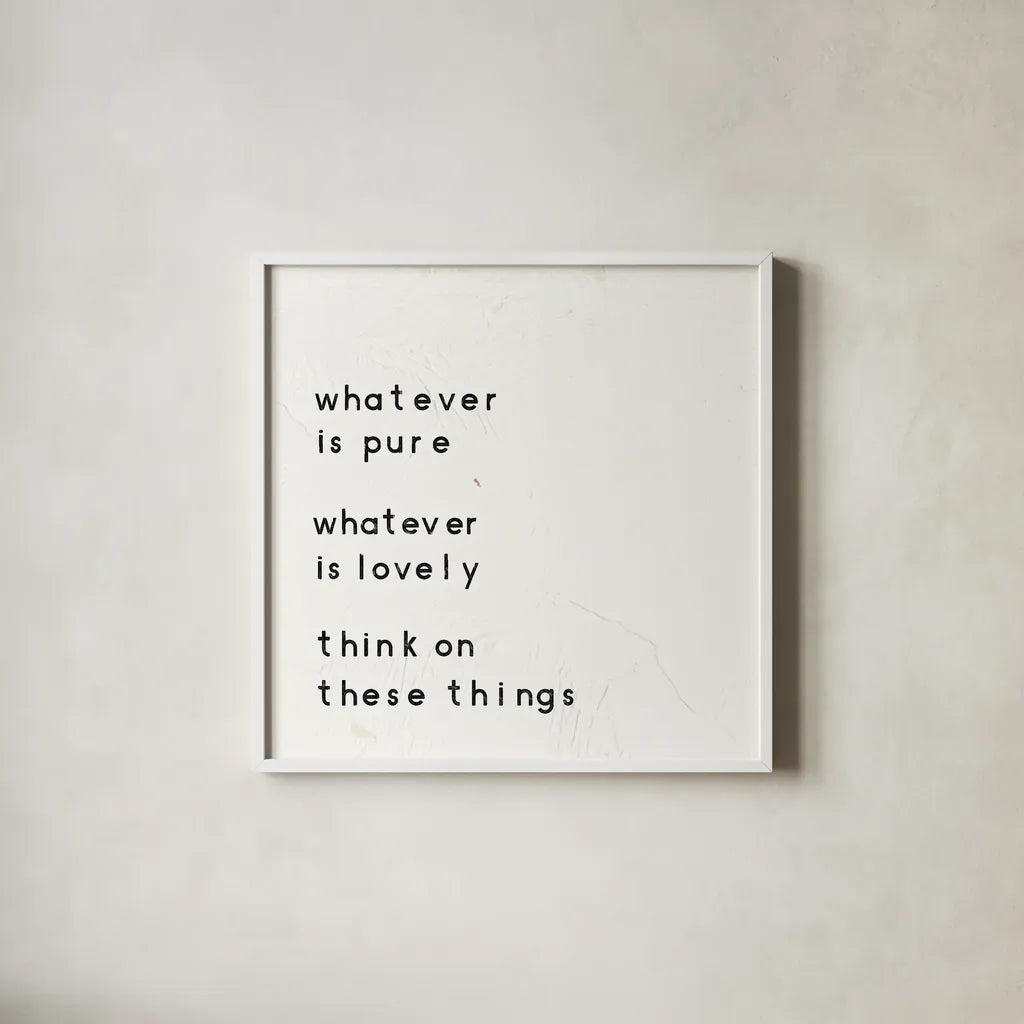 Words of Encouragement IV by Emily Adams. Shown in a crisp white glass frame for a clean and minimalist style. Available as an archival giclee rolled canvas, fine art paper, or poster print. SKU 27421a.