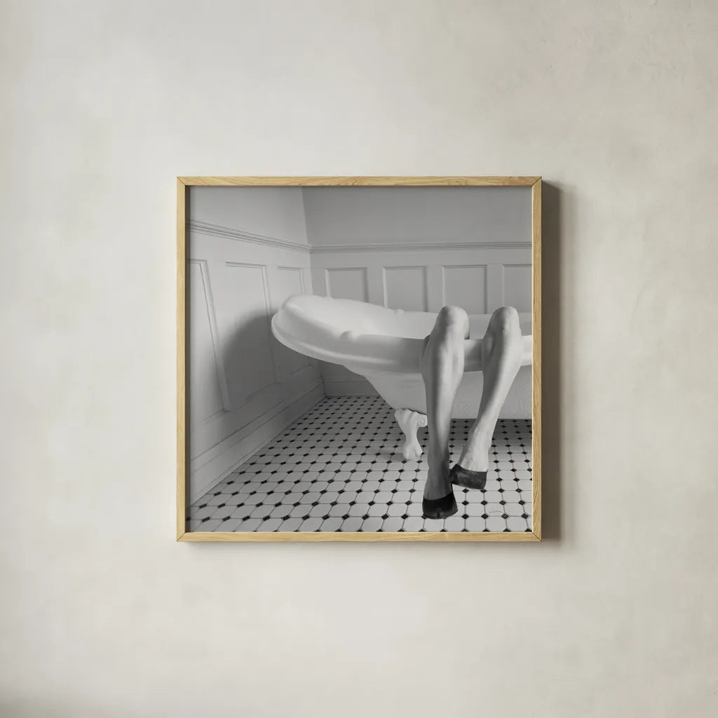 Legs by Aledanda. Shown in a natural wood glass frame for a timeless modern aesthetic. Available as an archival giclee rolled canvas, fine art paper, or poster print. SKU 57994a.