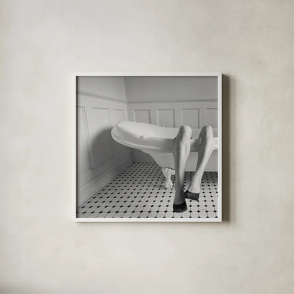 Legs by Aledanda. Shown in a crisp white glass frame for a clean and minimalist style. Available as an archival giclee rolled canvas, fine art paper, or poster print. SKU 57994a.