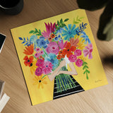 A Bunch of Flowers I by Farida Zaman. Shown as a detailed flat fine art print, highlighting archival giclee quality. Available as an archival giclee rolled canvas, fine art paper, or poster print. SKU 61180a.