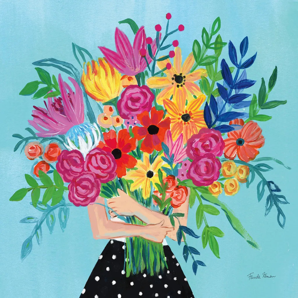 A Bunch of Flowers II by Farida Zaman. SKU 61181a. Archival Giclee Fine art print for wall decor.