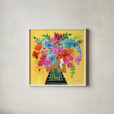A Bunch of Flowers III by Farida Zaman. Shown in a crisp white glass frame for a clean and minimalist style. Available as an archival giclee rolled canvas, fine art paper, or poster print. SKU 70055a.