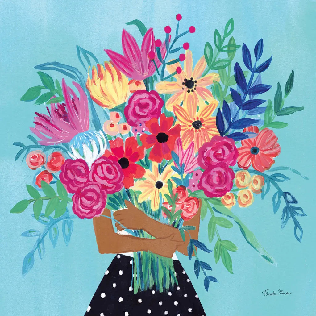 A Bunch of Flowers IV by Farida Zaman. SKU 70056a. Archival Giclee Fine art print for wall decor.