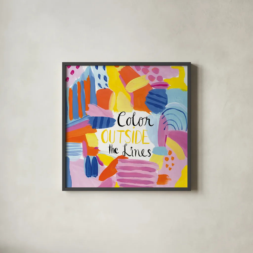 Abstract Affirmations I by Farida Zaman. Shown in a sleek black glass frame for a contemporary gallery look. Available as an archival giclee rolled canvas, fine art paper, or poster print. SKU 42528a.