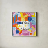 Abstract Affirmations I by Farida Zaman. Shown in a crisp white glass frame for a clean and minimalist style. Available as an archival giclee rolled canvas, fine art paper, or poster print. SKU 42528a.
