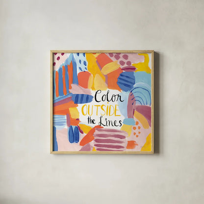 Abstract Affirmations I v2 by Farida Zaman. Shown in a natural wood glass frame for a timeless modern aesthetic. Available as an archival giclee rolled canvas, fine art paper, or poster print. SKU 42912a.