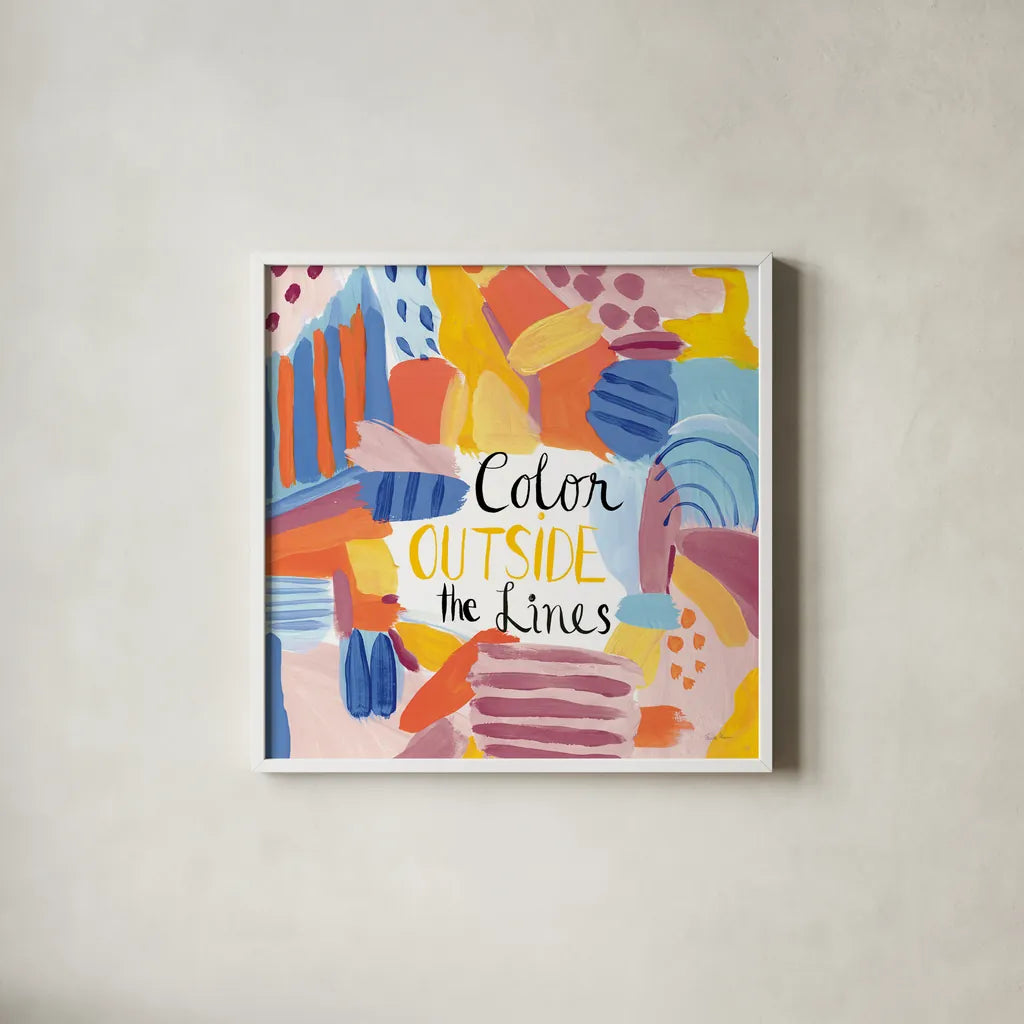 Abstract Affirmations I v2 by Farida Zaman. Shown in a crisp white glass frame for a clean and minimalist style. Available as an archival giclee rolled canvas, fine art paper, or poster print. SKU 42912a.