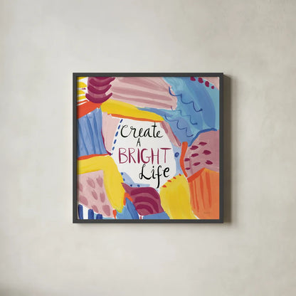 Abstract Affirmations II v2 by Farida Zaman. Shown in a sleek black glass frame for a contemporary gallery look. Available as an archival giclee rolled canvas, fine art paper, or poster print. SKU 42913a.