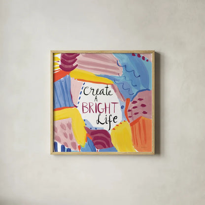 Abstract Affirmations II v2 by Farida Zaman. Shown in a natural wood glass frame for a timeless modern aesthetic. Available as an archival giclee rolled canvas, fine art paper, or poster print. SKU 42913a.