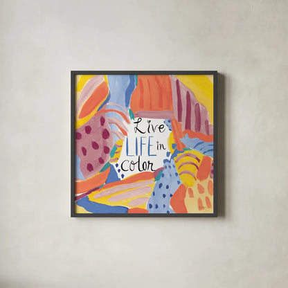 Abstract Affirmations III v2 by Farida Zaman. Shown in a sleek black glass frame for a contemporary gallery look. Available as an archival giclee rolled canvas, fine art paper, or poster print. SKU 42914a.