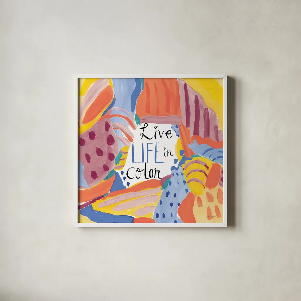 Abstract Affirmations III v2 by Farida Zaman. Shown in a crisp white glass frame for a clean and minimalist style. Available as an archival giclee rolled canvas, fine art paper, or poster print. SKU 42914a.