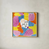 Abstract Affirmations IV by Farida Zaman. Shown in a natural wood glass frame for a timeless modern aesthetic. Available as an archival giclee rolled canvas, fine art paper, or poster print. SKU 42531a.