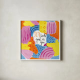 Abstract Affirmations IV by Farida Zaman. Shown in a crisp white glass frame for a clean and minimalist style. Available as an archival giclee rolled canvas, fine art paper, or poster print. SKU 42531a.