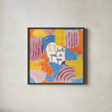 Abstract Affirmations IV v2 by Farida Zaman. Shown in a sleek black glass frame for a contemporary gallery look. Available as an archival giclee rolled canvas, fine art paper, or poster print. SKU 42915a.