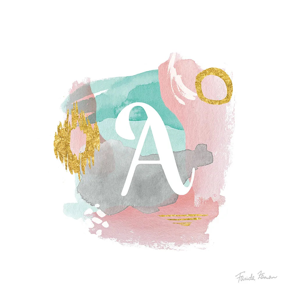Abstract Monogram A by Farida Zaman. SKU 48433a. Archival Giclee Fine art print for wall decor.
