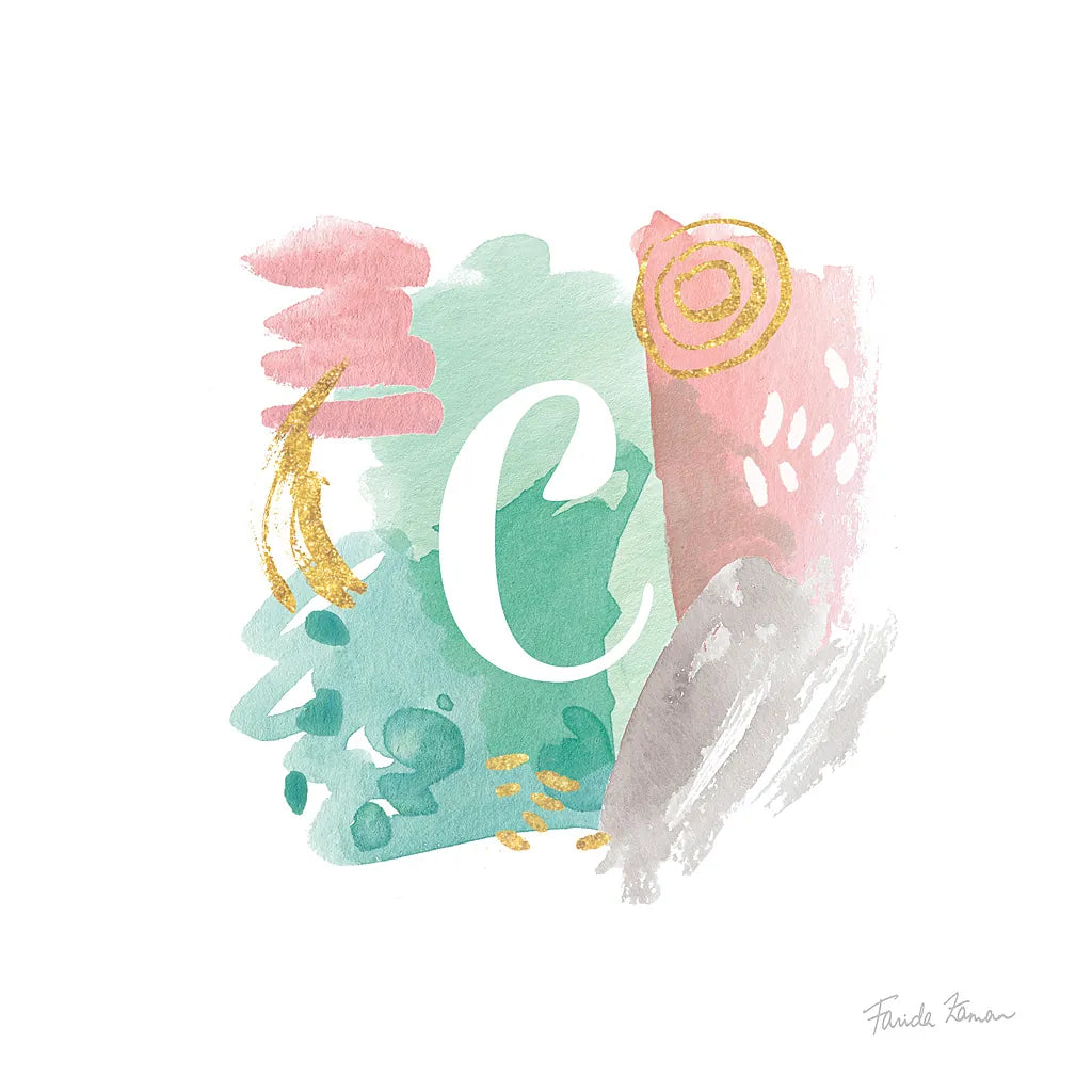 Abstract Monogram C by Farida Zaman. SKU 48434a. Archival Giclee Fine art print for wall decor.