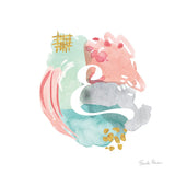 Abstract Monogram E by Farida Zaman. SKU 48435a. Archival Giclee Fine art print for wall decor.