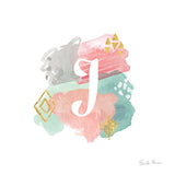 Abstract Monogram J by Farida Zaman. SKU 48436a. Archival Giclee Fine art print for wall decor.