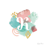 Abstract Monogram K by Farida Zaman. SKU 48437a. Archival Giclee Fine art print for wall decor.