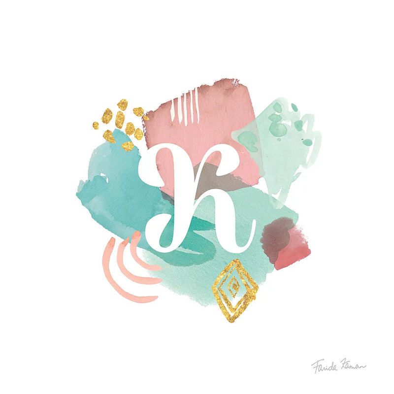 Abstract Monogram K by Farida Zaman. SKU 48437a. Archival Giclee Fine art print for wall decor.