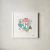 Abstract Monogram K by Farida Zaman. Shown in a crisp white glass frame for a clean and minimalist style. Available as an archival giclee rolled canvas, fine art paper, or poster print. SKU 48437a.