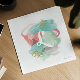 Abstract Monogram L by Farida Zaman. Shown as a detailed flat fine art print, highlighting archival giclee quality. Available as an archival giclee rolled canvas, fine art paper, or poster print. SKU 48438a.