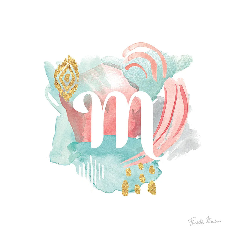 Abstract Monogram M by Farida Zaman. SKU 48439a. Archival Giclee Fine art print for wall decor.