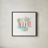 Abstract Monogram M by Farida Zaman. Shown in a sleek black glass frame for a contemporary gallery look. Available as an archival giclee rolled canvas, fine art paper, or poster print. SKU 48439a.