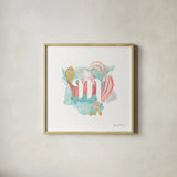 Abstract Monogram M by Farida Zaman. Shown in a natural wood glass frame for a timeless modern aesthetic. Available as an archival giclee rolled canvas, fine art paper, or poster print. SKU 48439a.