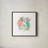 Abstract Monogram S by Farida Zaman. Shown in a sleek black glass frame for a contemporary gallery look. Available as an archival giclee rolled canvas, fine art paper, or poster print. SKU 48440a.